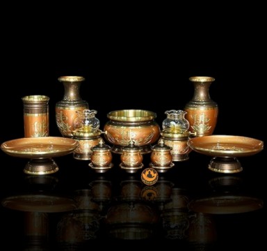 Bộ Đồ Thờ Đồng Đỏ Nâu Nhập Khẩu Cao Cấp 